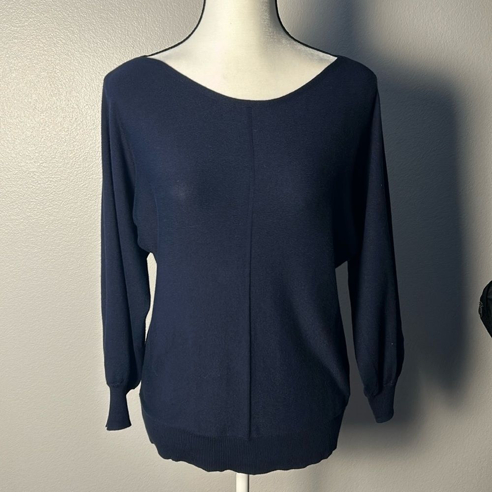 Max Studio Navy Lightweight Sweater (Size S)